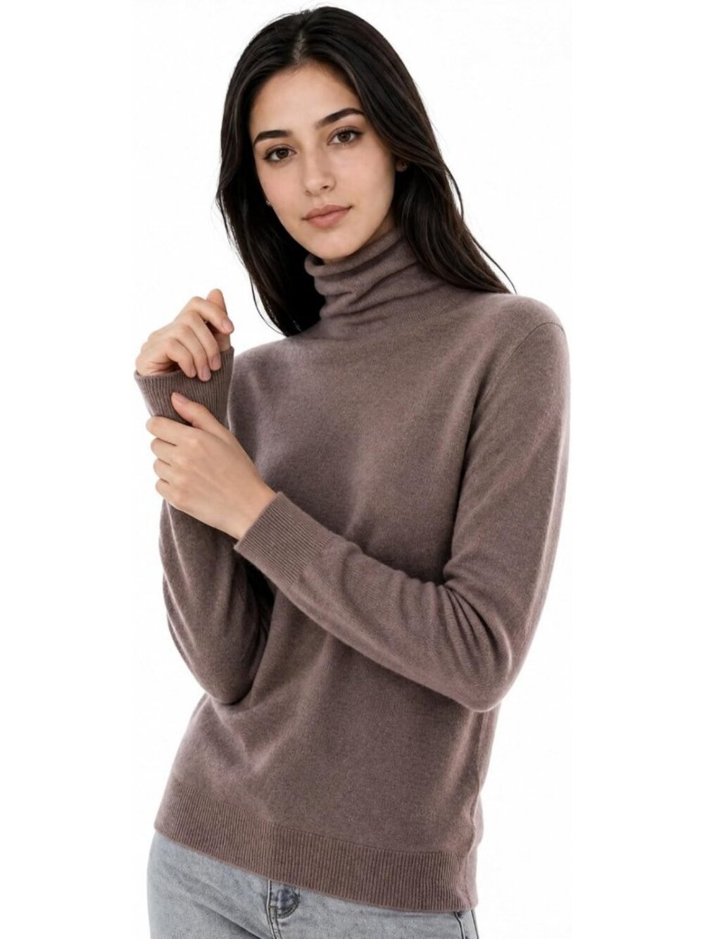 Cozy 100% Pure Cashmere Turtleneck Sweater - Soft Long Sleeve Knit Pullover for